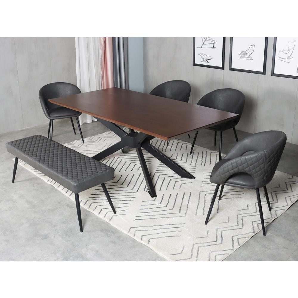 Contemporary Upholstered Dining Bench with Black Sanded Legs. Picture 4