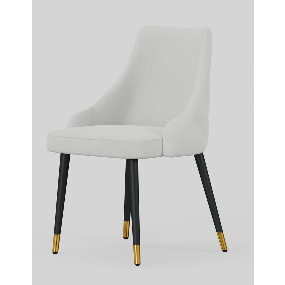 Dining Chair In White Farbric, Set Of 2. Picture 1