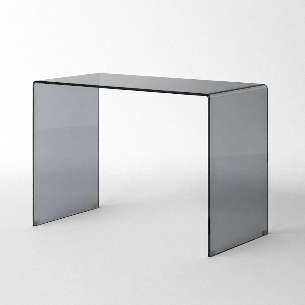 Tempered Glass Computer Desk. Gray. Picture 1
