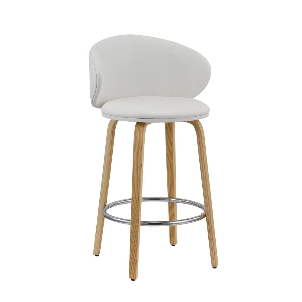 26''H  Pu Stool With Wood Leg, Set Of 2. Picture 1
