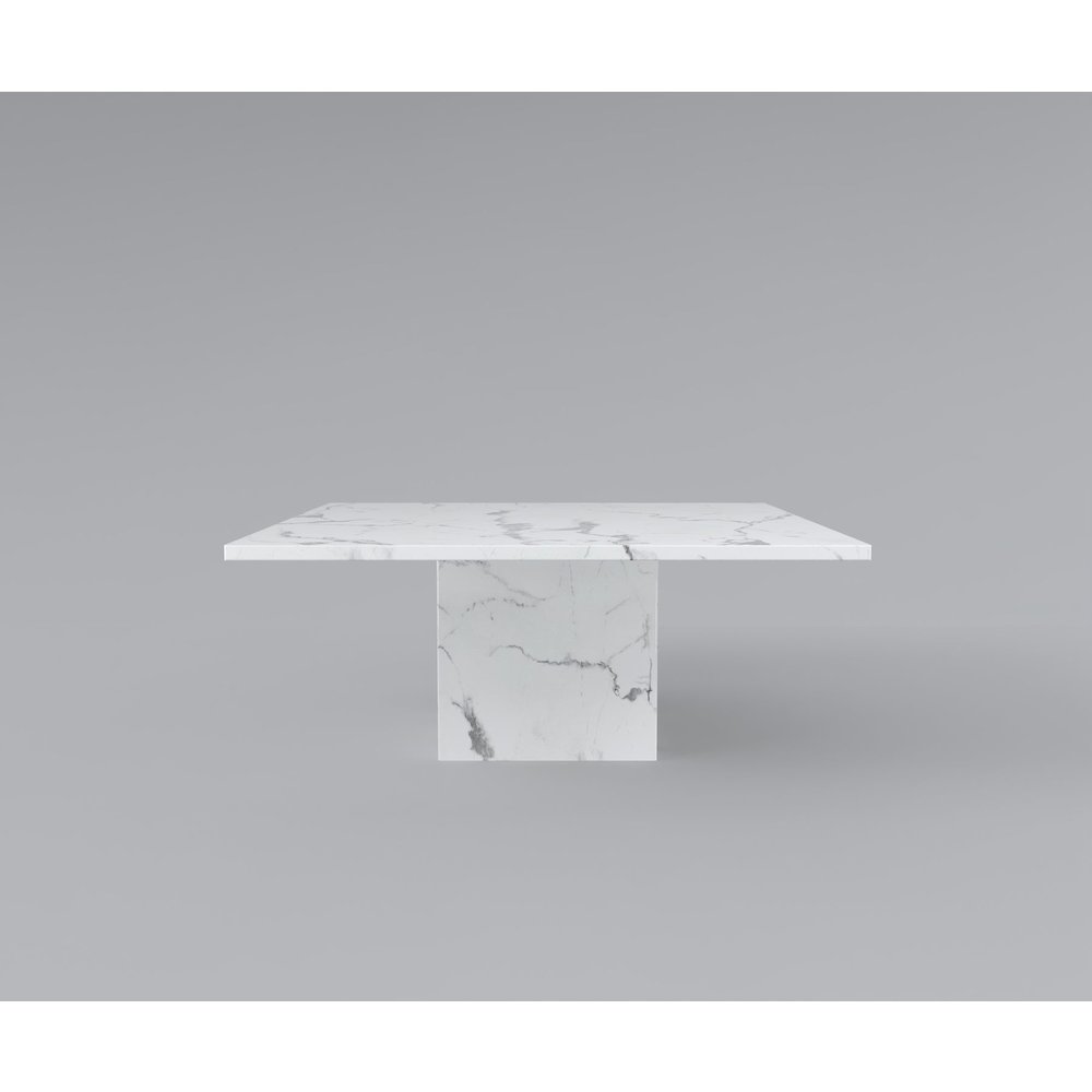 60" Square Marble Table with Square Marble Base. Picture 2