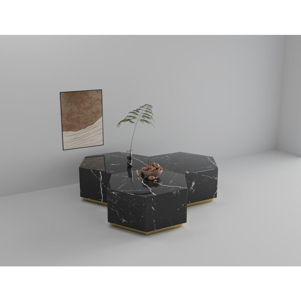 Hexagon MDF Coffee Table in Black. Picture 4
