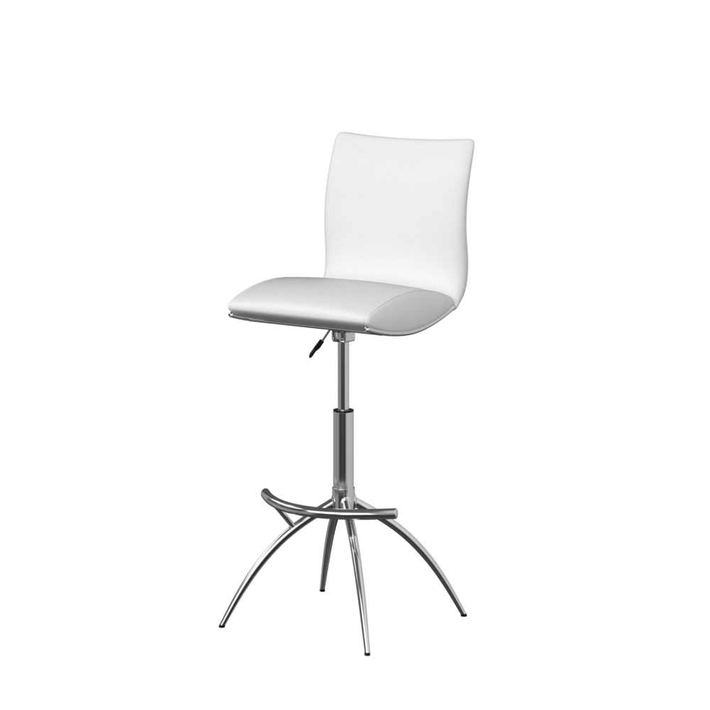 Pure White Pu Seat, Chrome Base Stool, Set Of 2. Picture 1