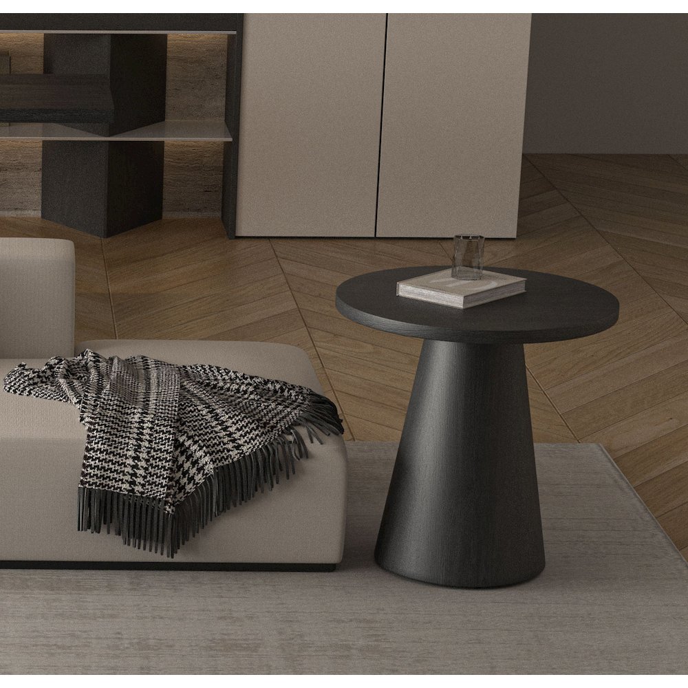 Black Willow Wood Veneer End Table. Picture 2