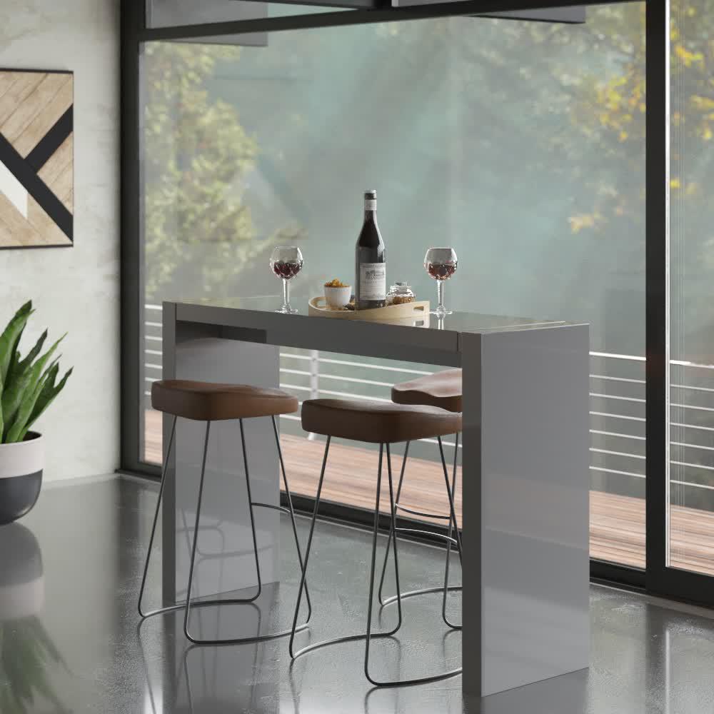 Mdf Lacquered Bar Table, 60"X18"X40", Gray. Picture 2