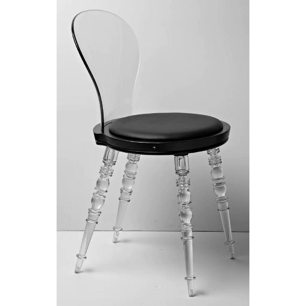 Clear Pc Chair W/ Black Pu Seat Cushion. Picture 1