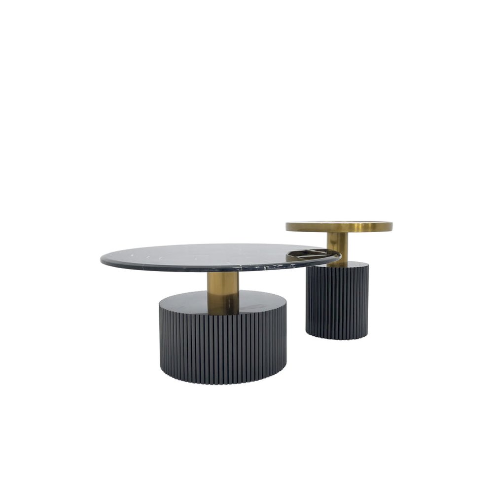 Coffee Table with Marble Top and Matte Gold Frame. Picture 5