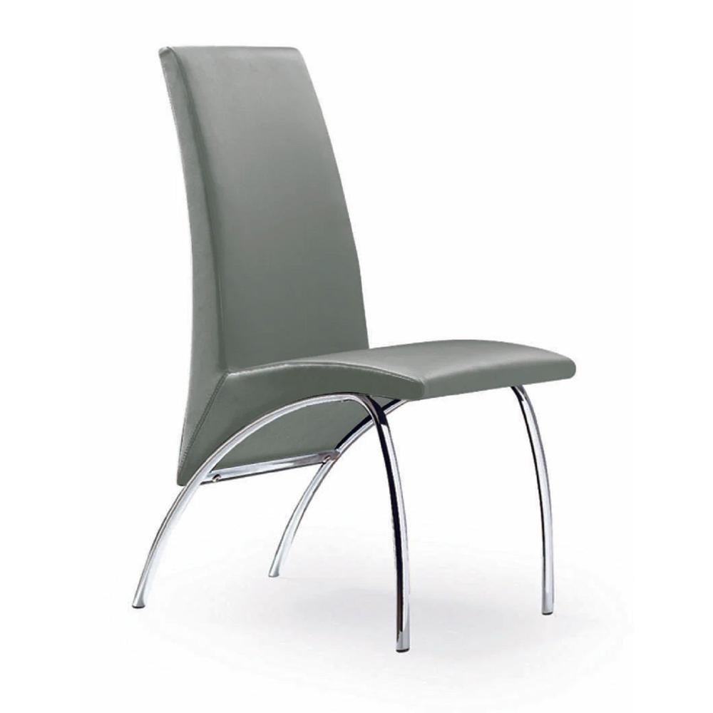 Gray Chair Pu Chrome Legs, Set Of 2. Picture 1
