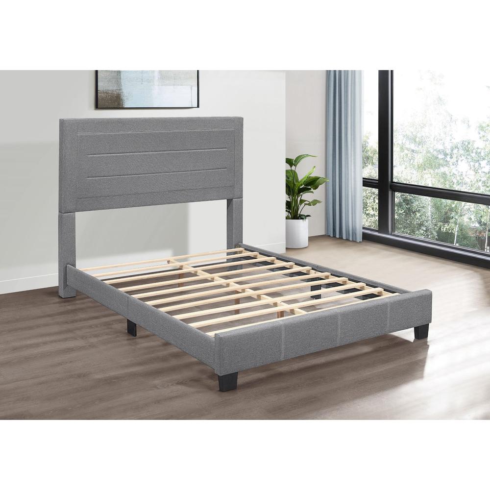 Queen Fabric Bed, Grey. Picture 2