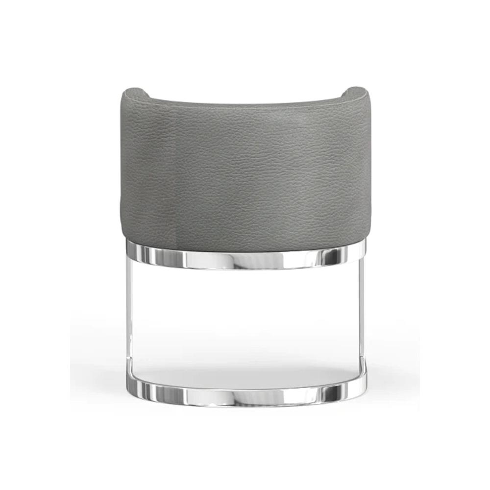 Wingback Dining Chair In Gray  Pu Seat, Chrome Base. Picture 2