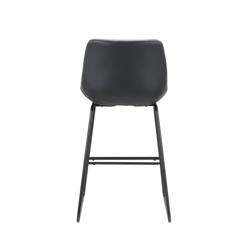 Black Pu 26''H Bar Stool With Metal Leg, Set Of 2. Picture 2