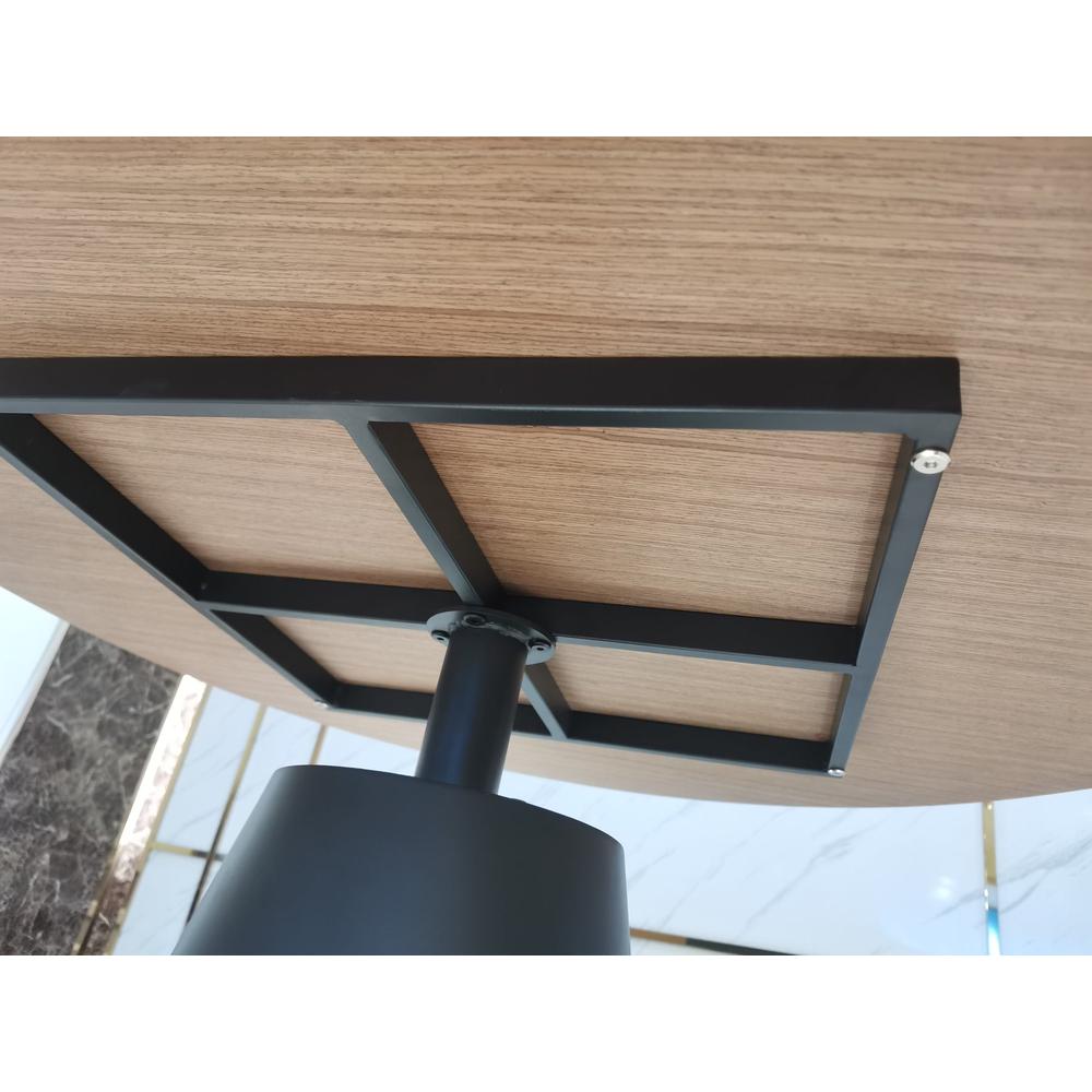 Walnut Wood Top Dining Table W/Black Powder Coating Base. Picture 2