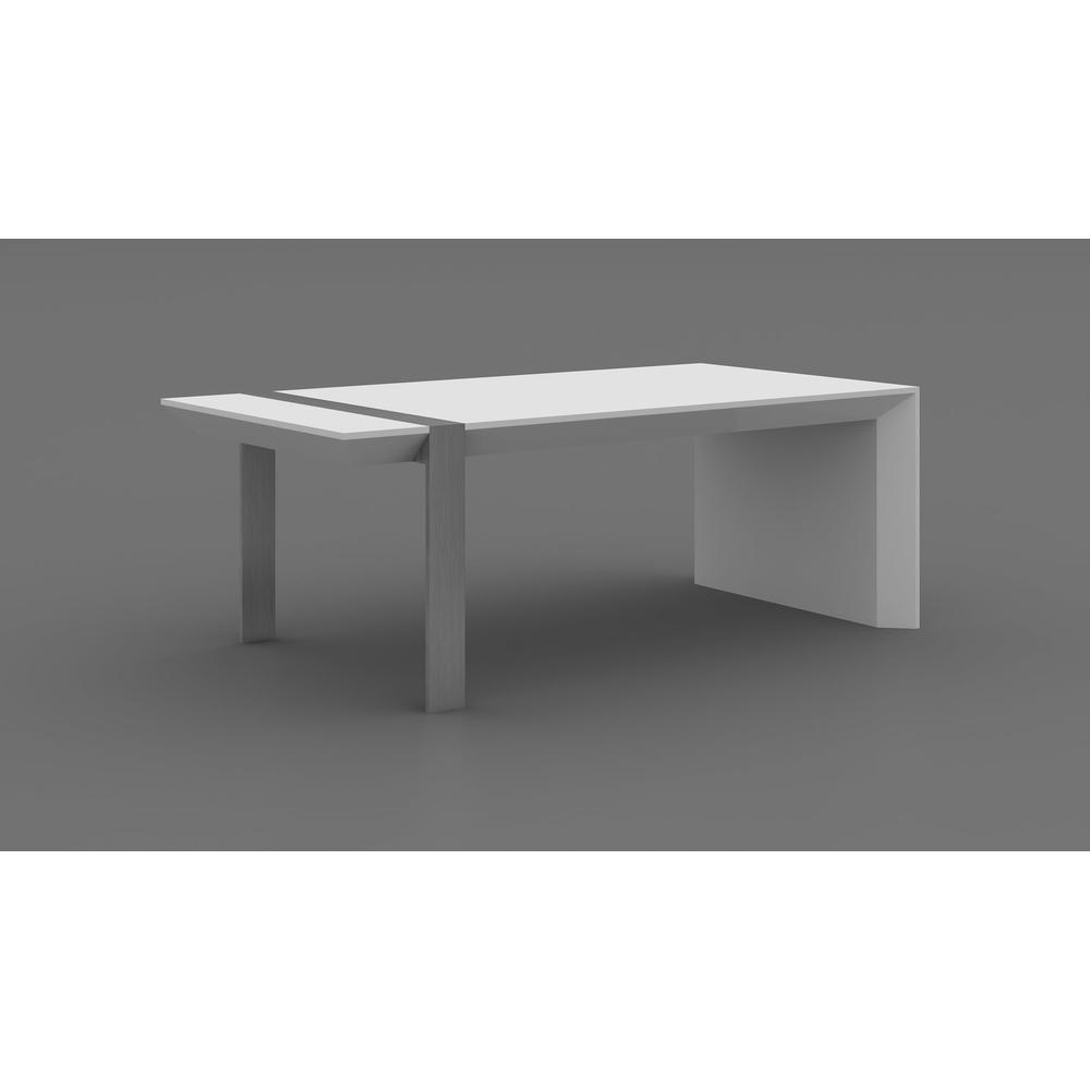 White/Brushed Stainless Steel Leg. Picture 1
