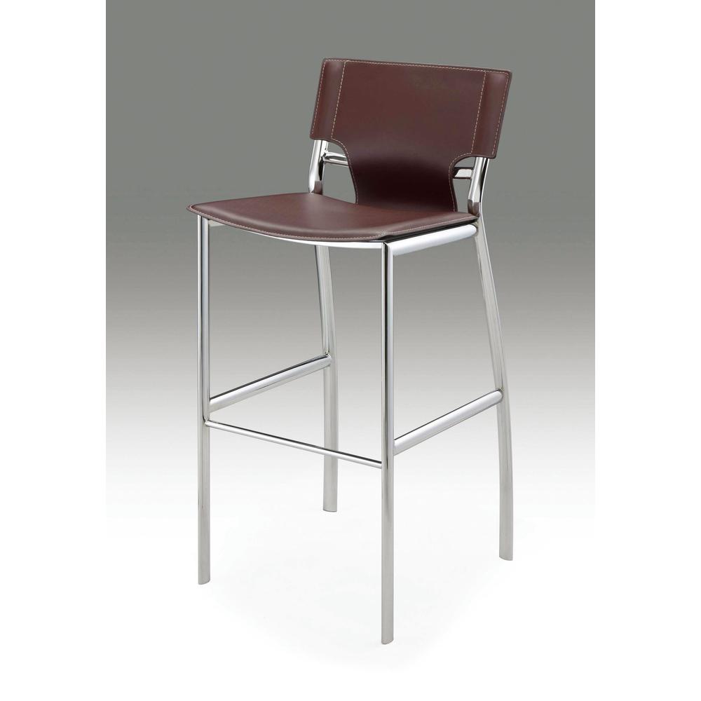 Metal Bar Stool W/ Brown Cushion, 29'' Seat High, Set Of 2. Picture 1