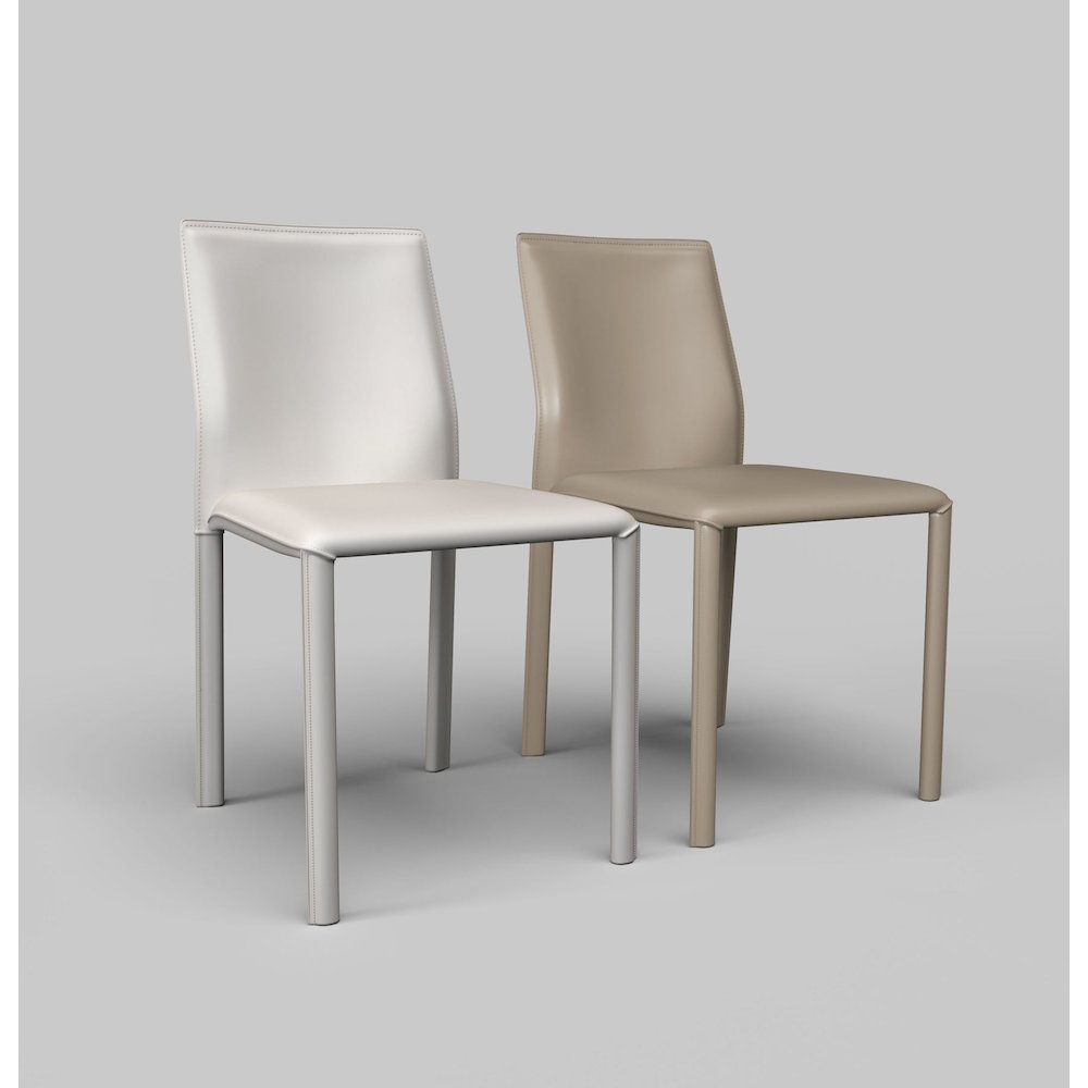 Set of 2 White PU Leather Side Chair, Iron Frame covered with PU leat. Picture 2