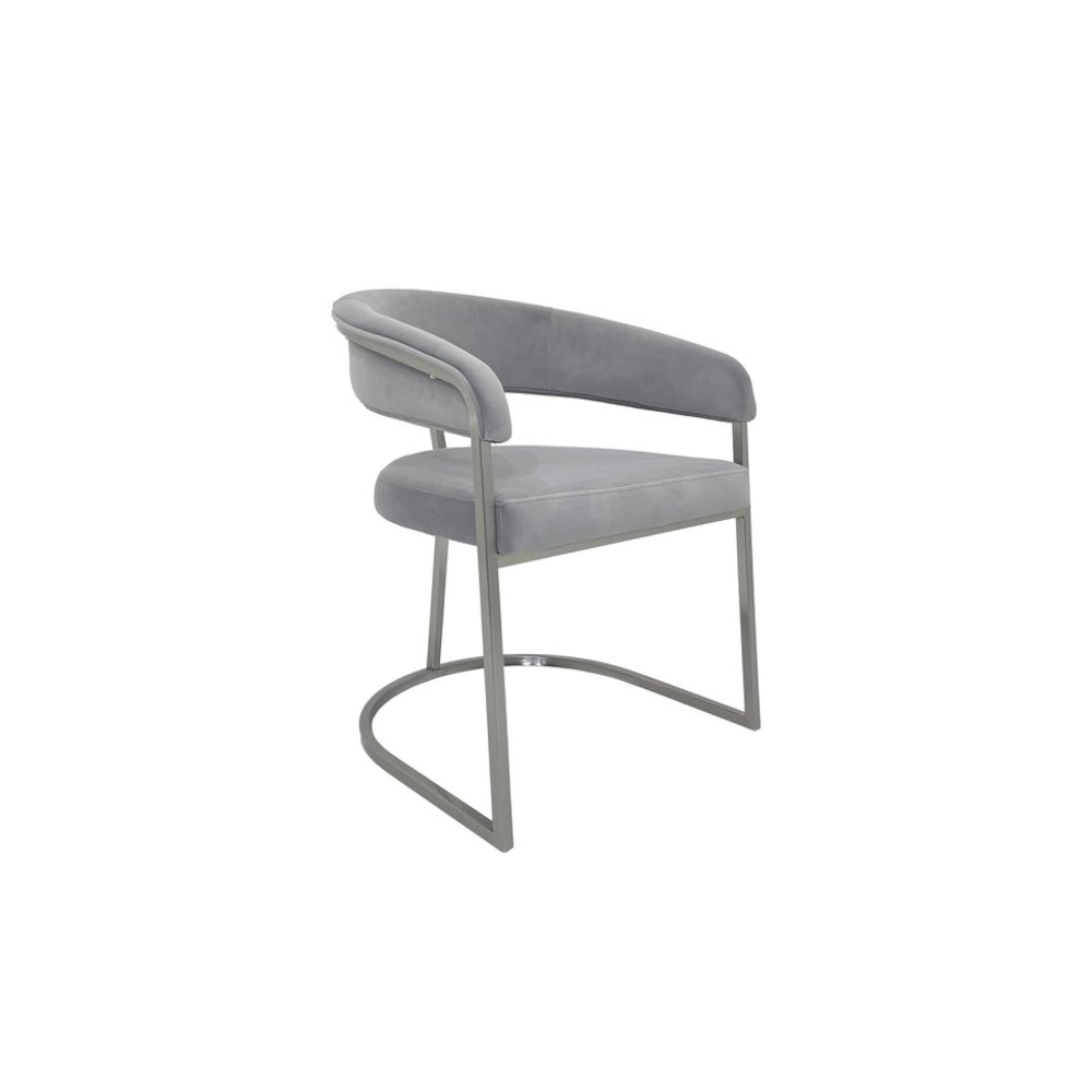 Dark Gray Velvet Cushion Dining Chair with Matte Gold Legs. Picture 4