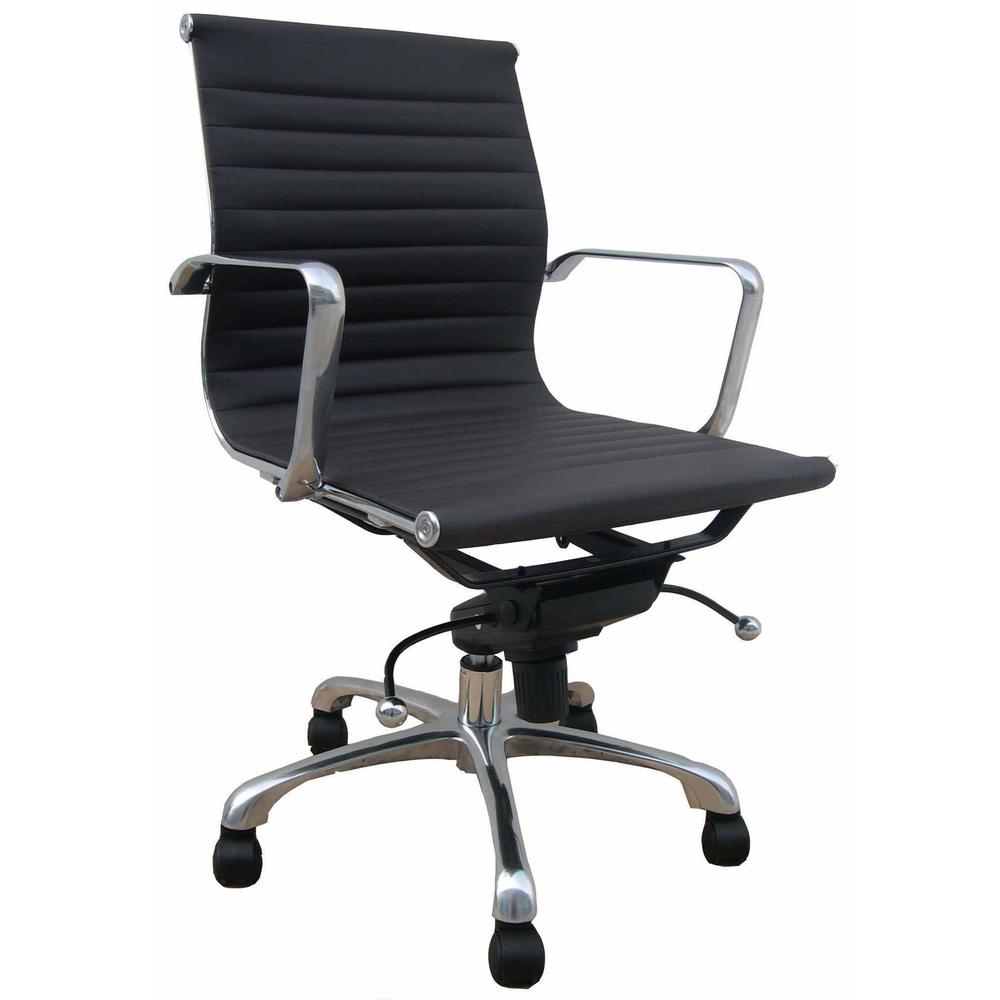 Low Back Leatherette Office Chair W/ Recliner, Locks, Swivel. Picture 1