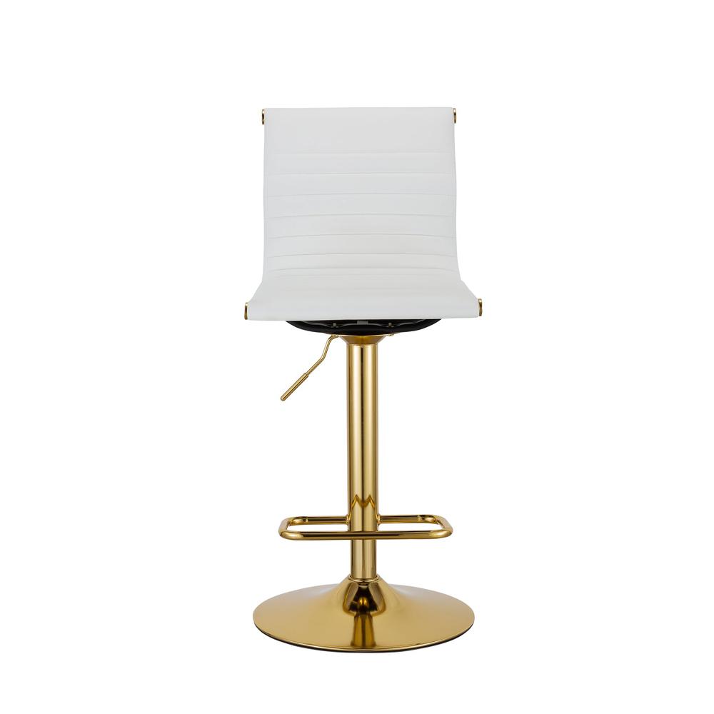 (37'' ~ 45.5'')H Adjustable Pu Bar Stool With Gold Leg, Set Of 2. Picture 2