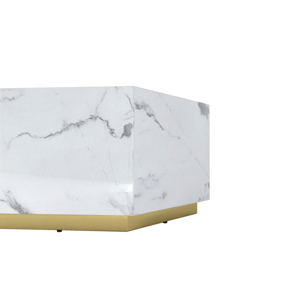 Hexagon MDF Coffee Table in White. Picture 3