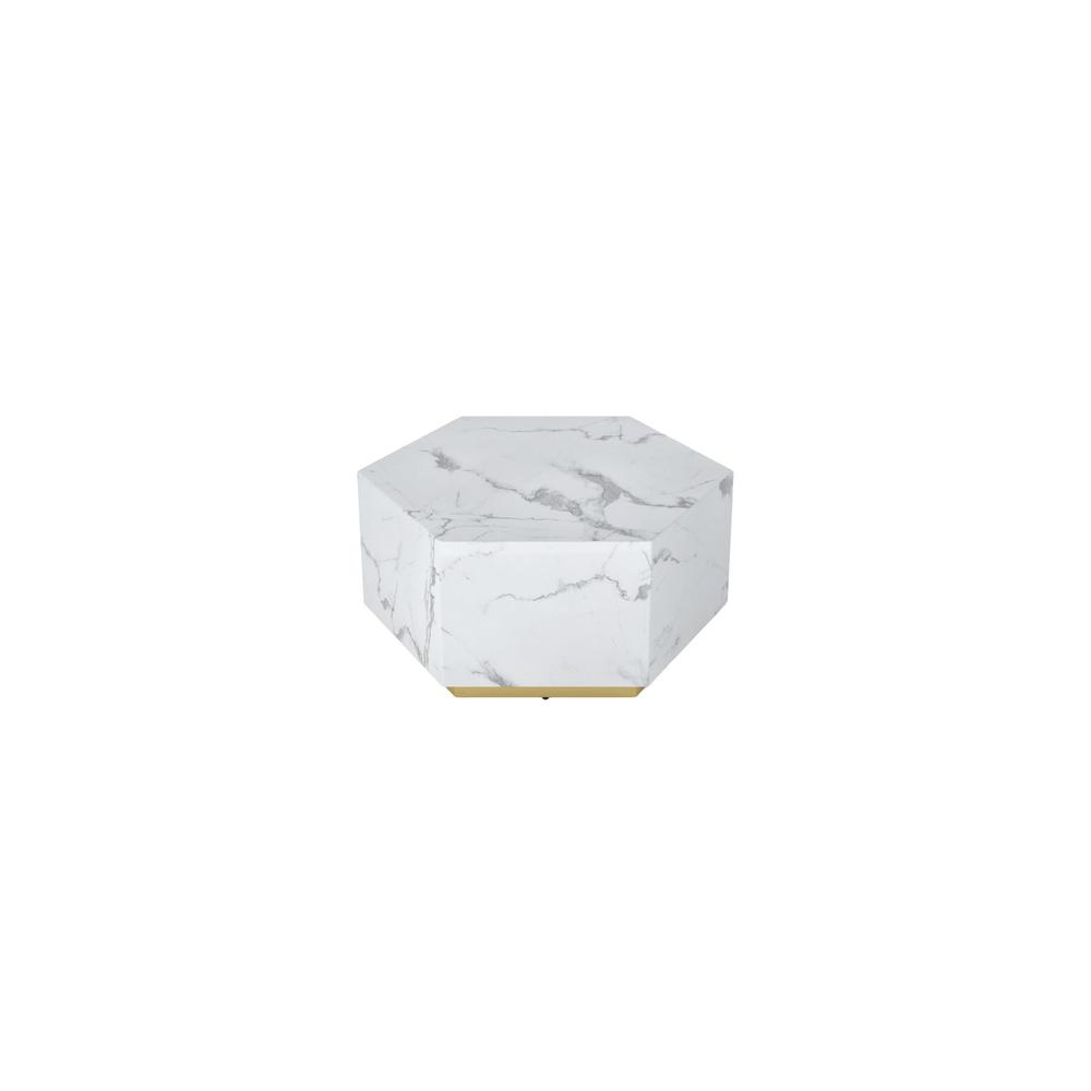 Hexagon MDF Coffee Table in White. Picture 1