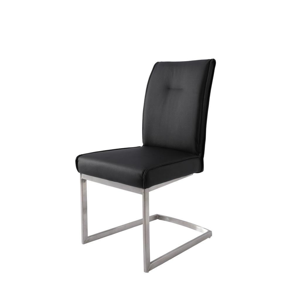 Dining Chair With Pu Seat And Brushed Stainless Steel Leg, Set Of 2. Picture 1