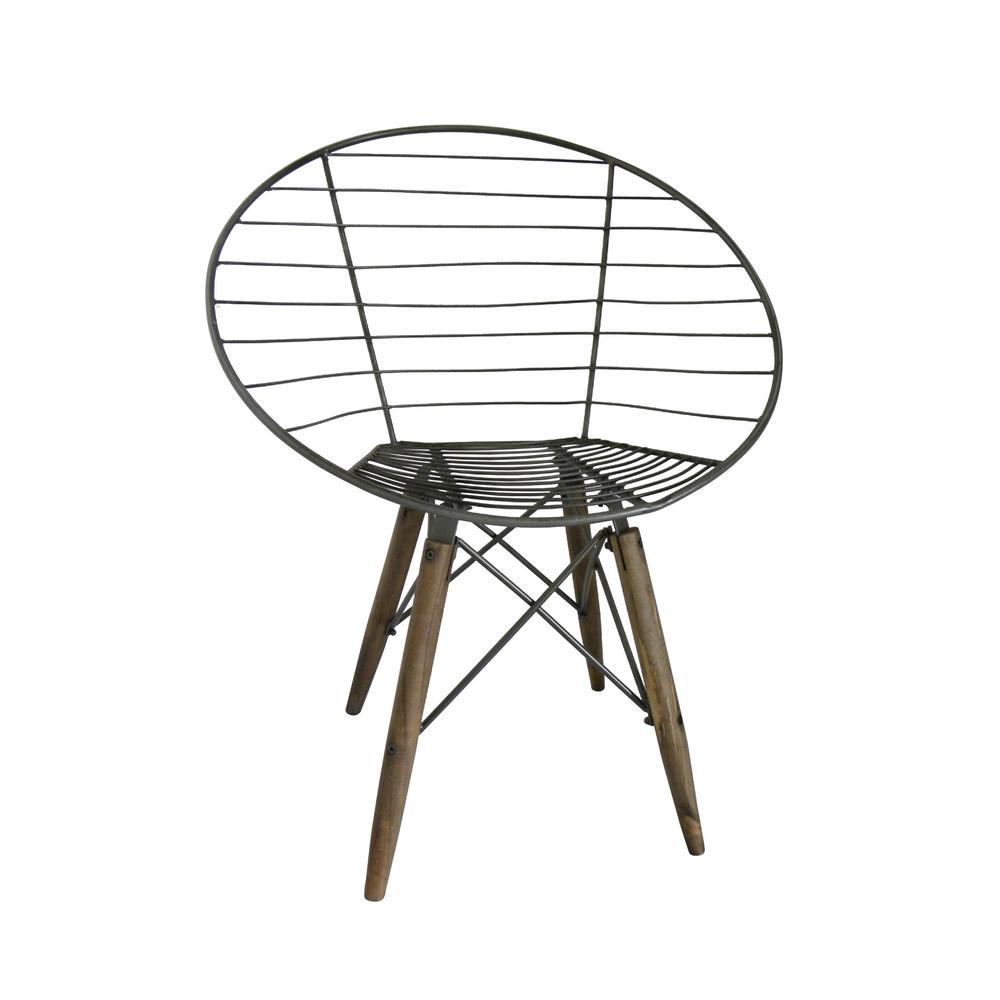 Wire Arm Chair W/ Wood Legs, Set Of 2. Picture 1