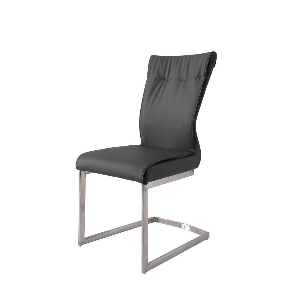 Dining Chair With Pu Seat And Brushed Stainless Steel Leg, Set Of 2. Picture 1
