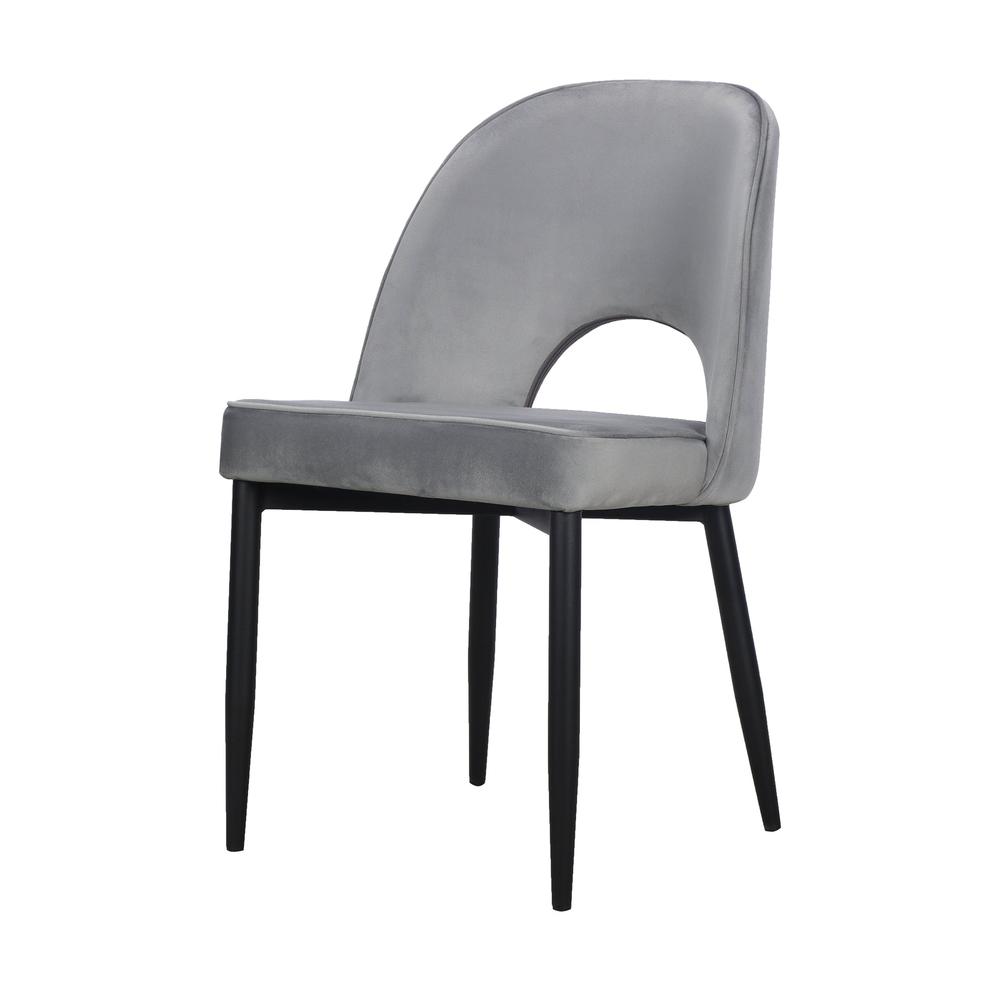 Dining Chair with Fabric Seat and Black Metal legs, Set of 2. Picture 1