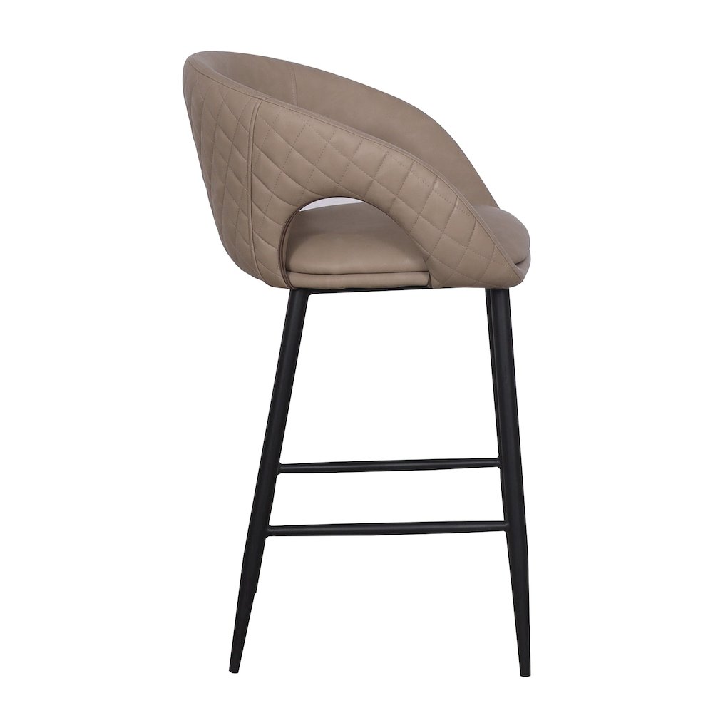 Set of 2 Quilted Taupe Faux Leather Counter Stools. Picture 2