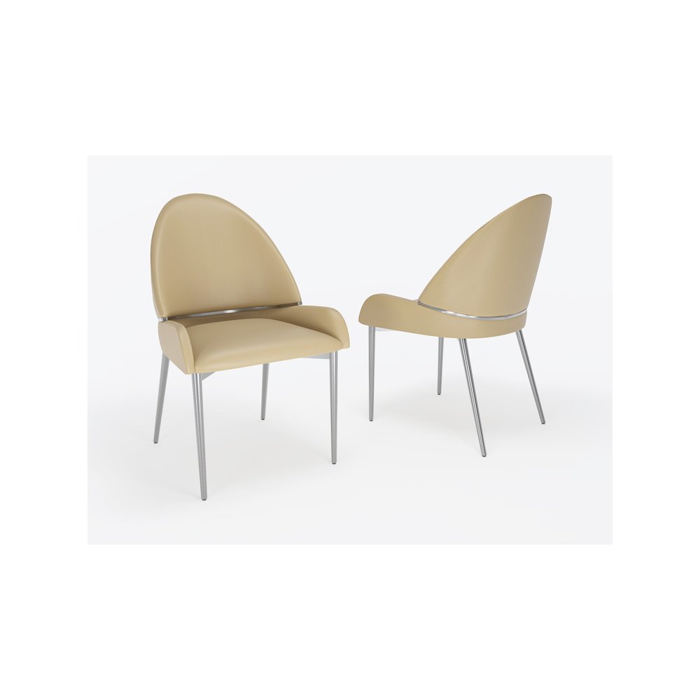 Set of 2 Taupe Color PU Leather Dining Chair with Matte Gold Fram. Picture 1
