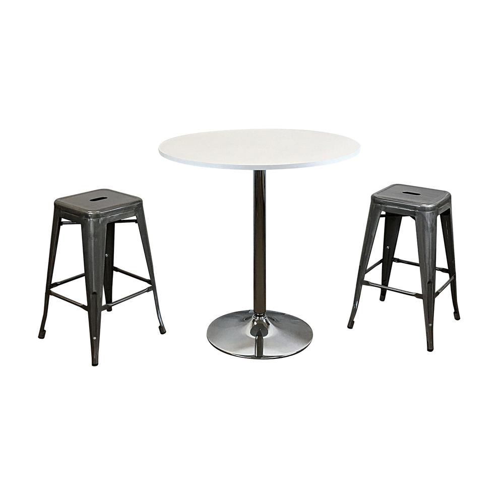 Rd Wood Top Dining Table W/ Chrome Base. Picture 2