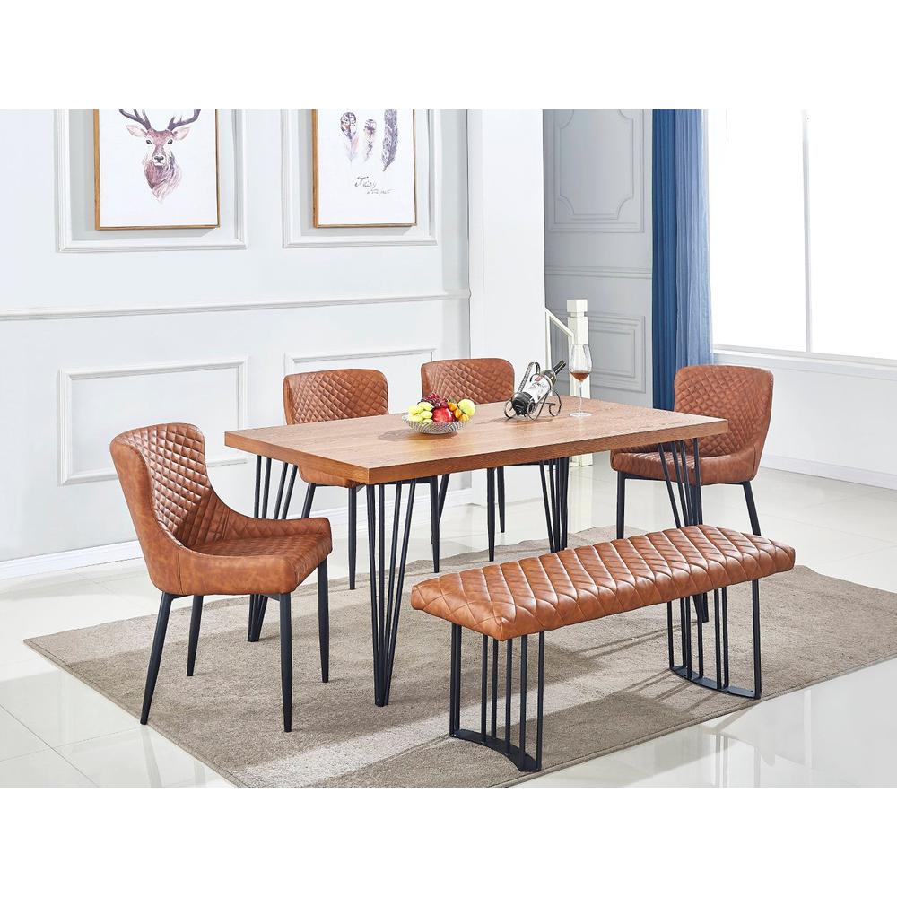 Contemporary Air Slaked Elm Veneer Top Dining Table. Picture 2