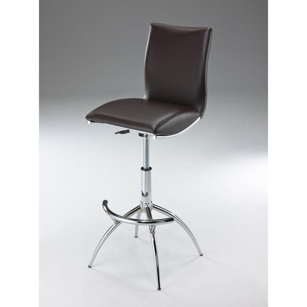 Pu Seat, Chrome Base Stool, Set Of 2. Picture 1