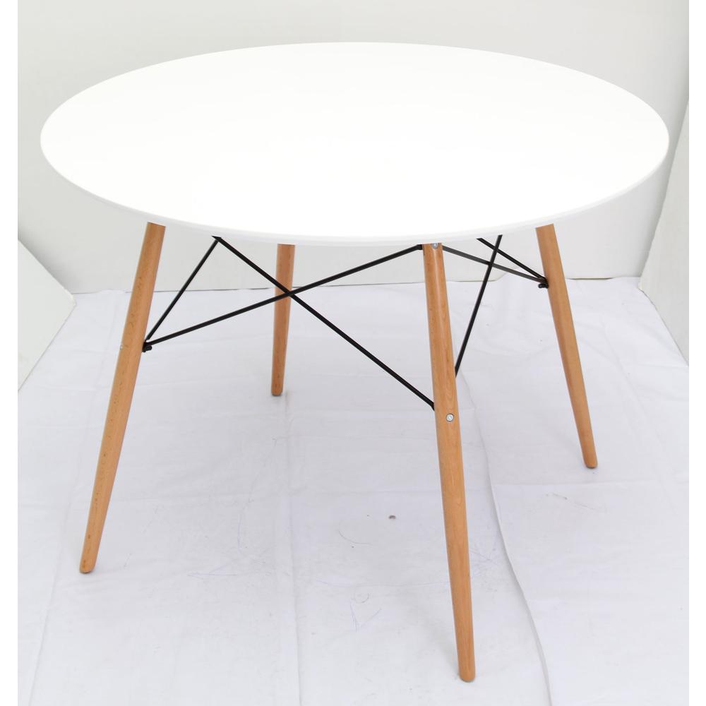 Mdf Round Top W/ Natural Beech Wood Legs. Picture 1