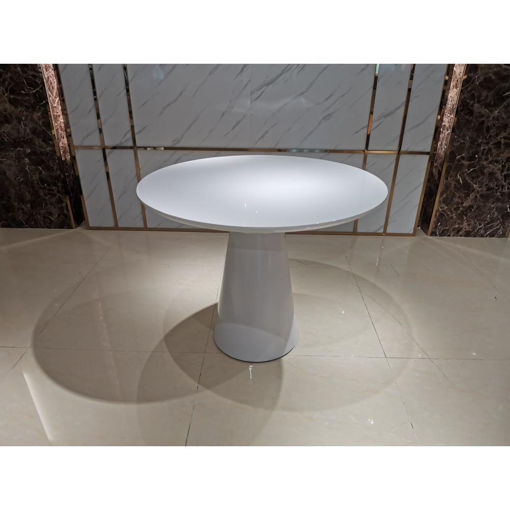 White Lacquer Top Dining Table W/White Powder Coating Base. Picture 1
