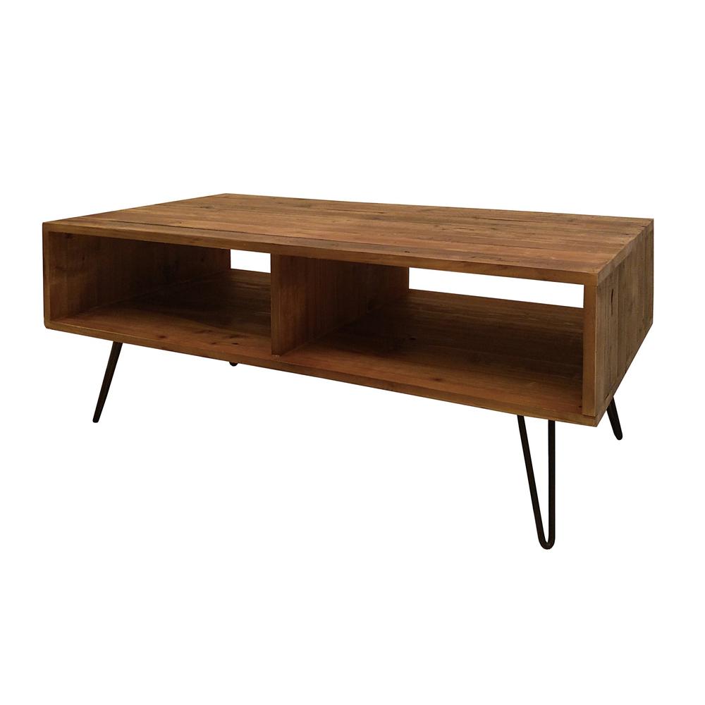 Wood Top Cocktail Table W/ Metal Hair Pin Feet. Picture 1