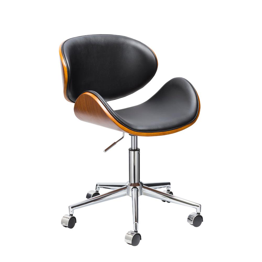 Office Chair W/ Wood Seat And Pu Cushion. Picture 1