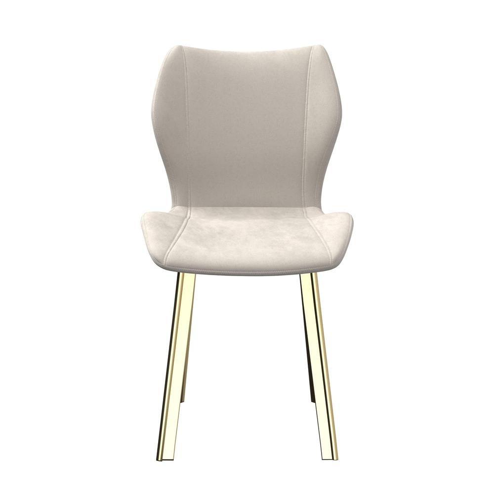 Fabric Dining Chair/Gold Legs, Cream Velvet, Set Of 4. Picture 1