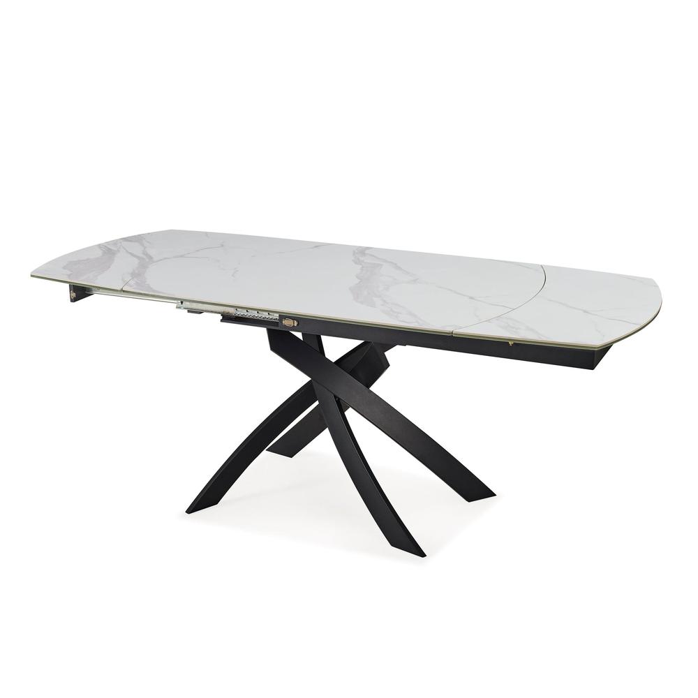 Dining table with Sintered stone top and black metal legs. Picture 1