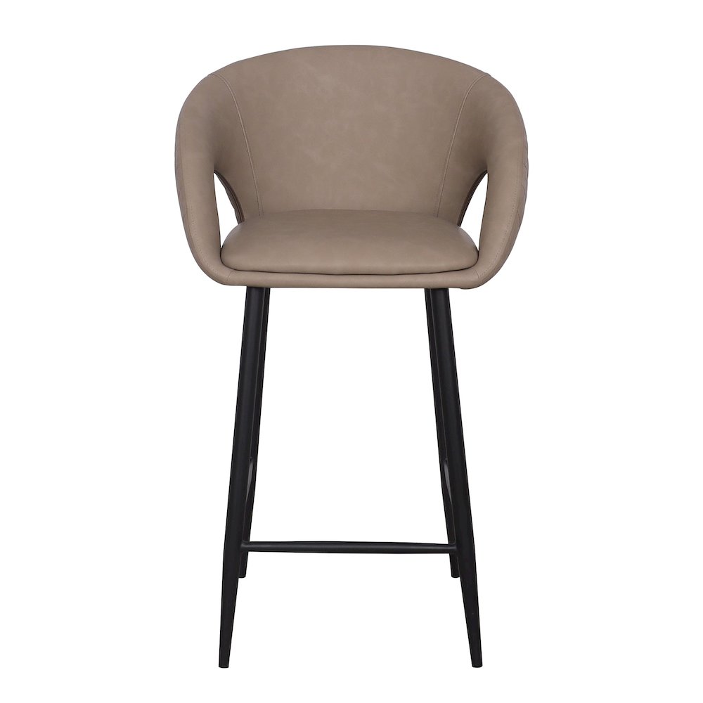 Set of 2 Quilted Taupe Faux Leather Counter Stools. Picture 3