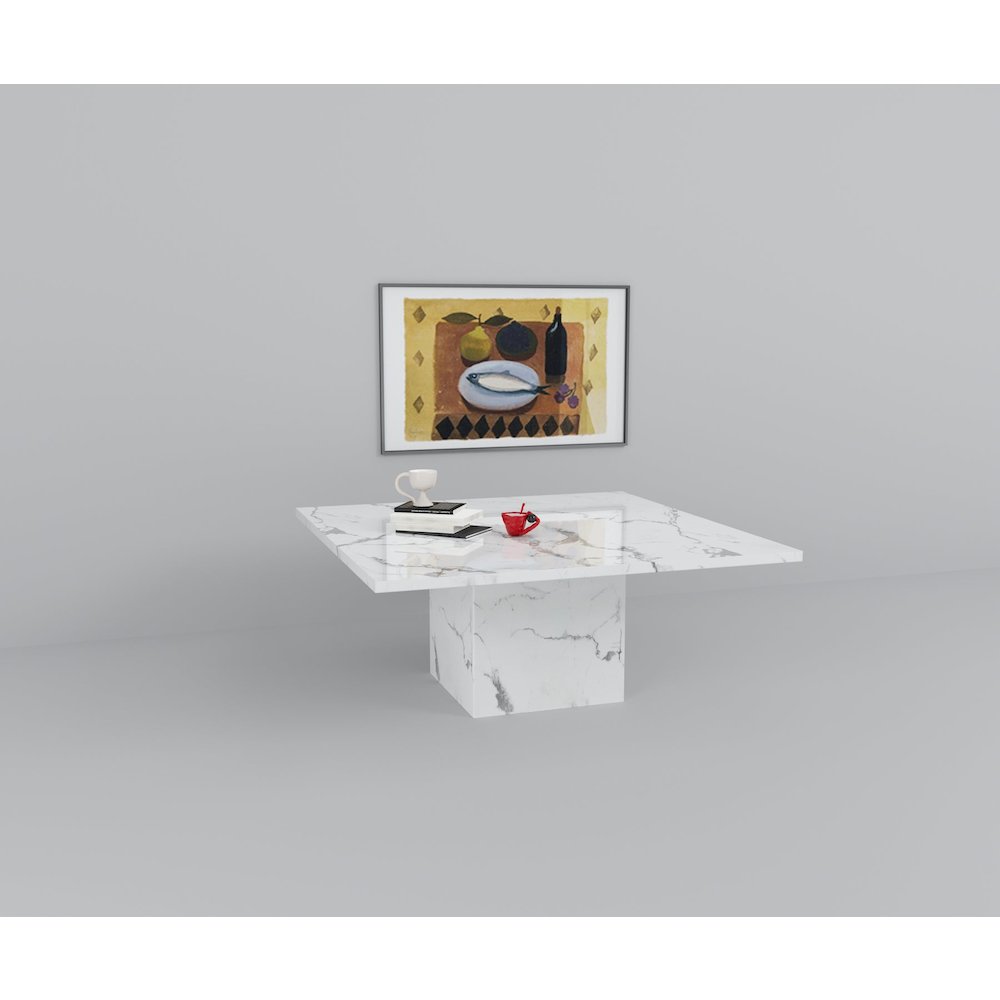 60" Square Marble Table with Square Marble Base. Picture 3