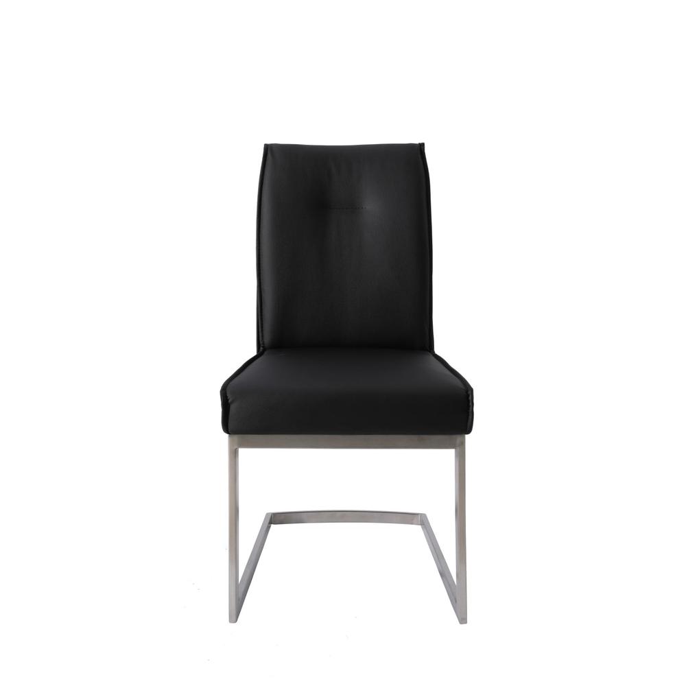 Dining Chair With Pu Seat And Brushed Stainless Steel Leg, Set Of 2. Picture 2