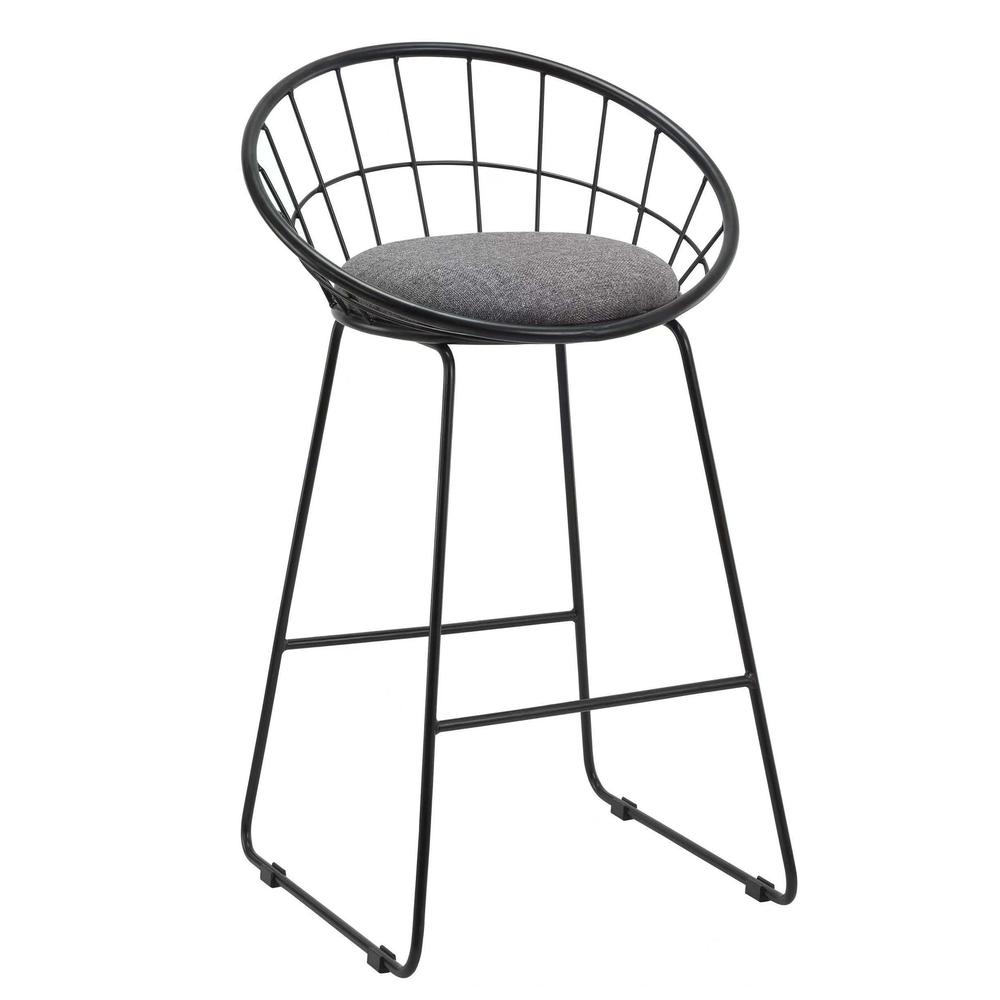 26''H Gray Fabric Stool With Metal Leg, Set Of 2. Picture 1
