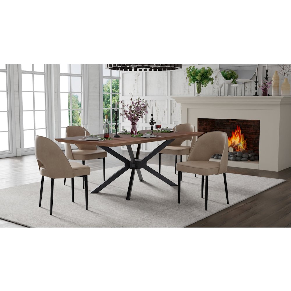 Contemporary Black Walnut Veneer Top Dining Table. Picture 5