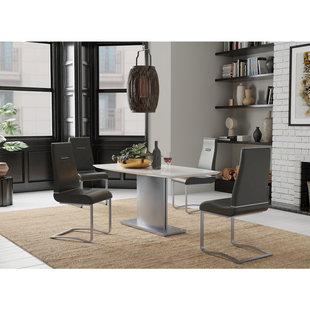 63"X40"X30"Marble Top D.Table With Stainless Steel Base. Picture 2