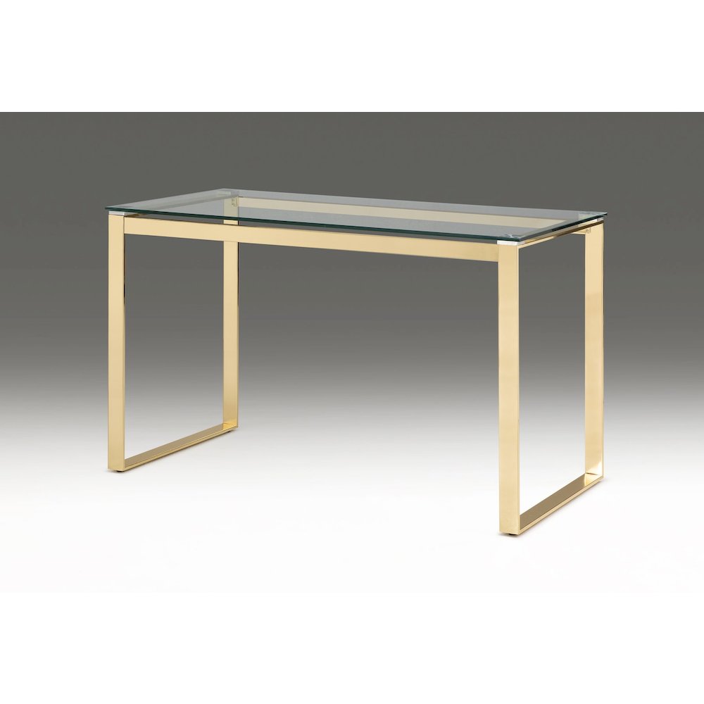 Clear Glass Vanity/writing Desk with Gold Base. Picture 1