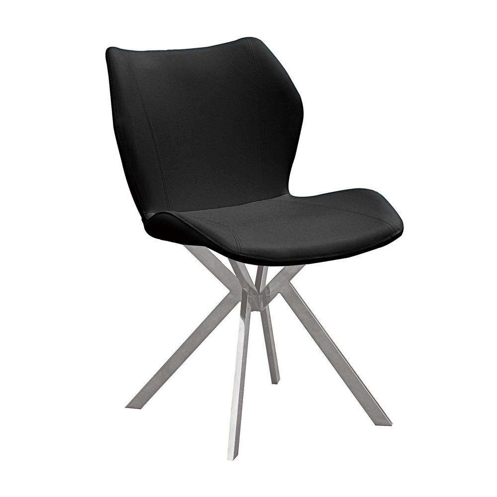 Dining Chair W/ Black Seat And Stainless Steel Legs, Set Of 4. Picture 1