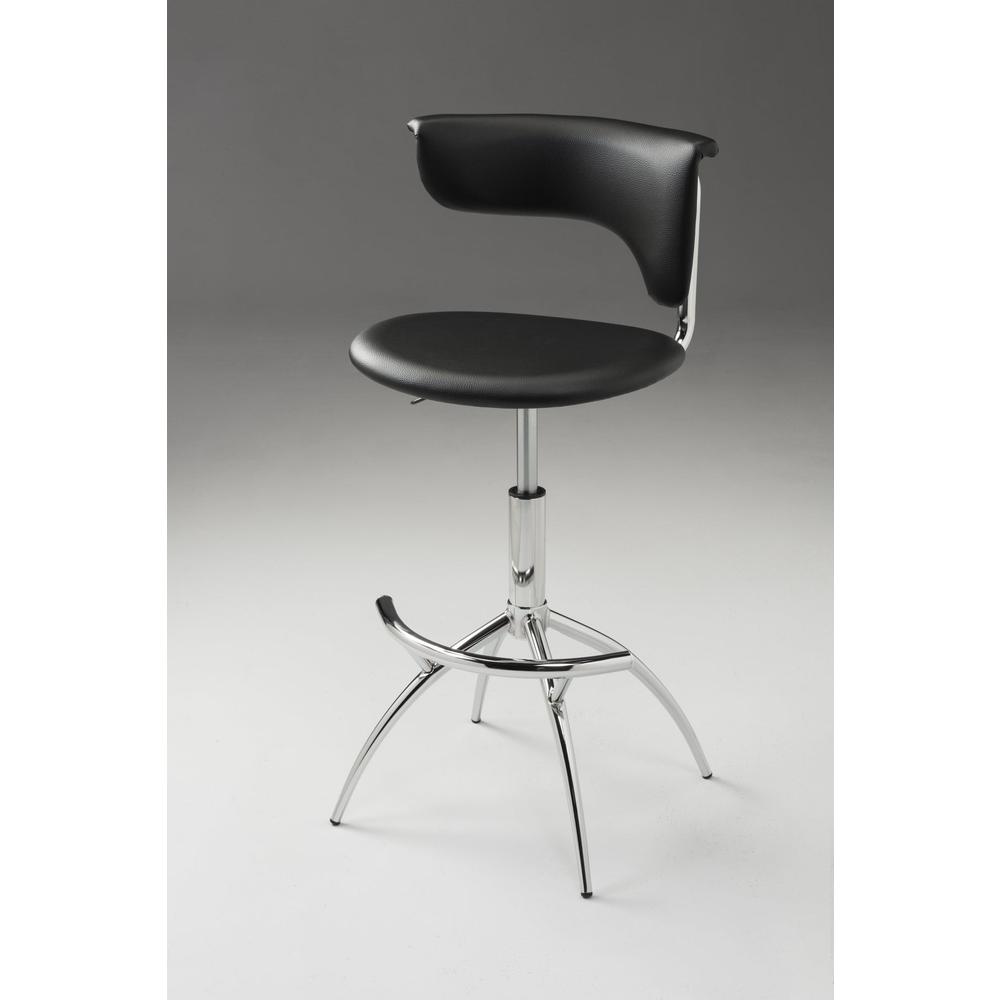 Pu Barstool W/ Chrome Legs, Set Of 2. Picture 1
