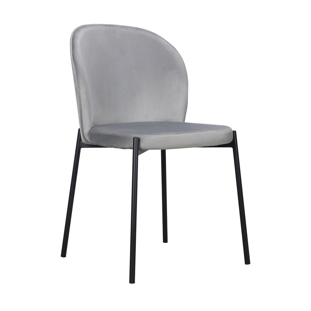 Dining Chair with Fabric Seat and Black Metal legs, Set of 2. Picture 2