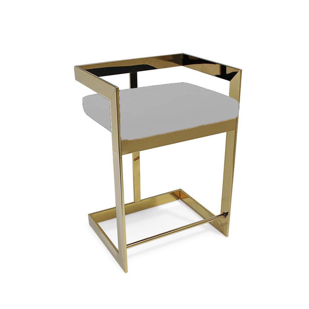 Bar Chair , 30", GOLD BASE, Gray. Picture 1